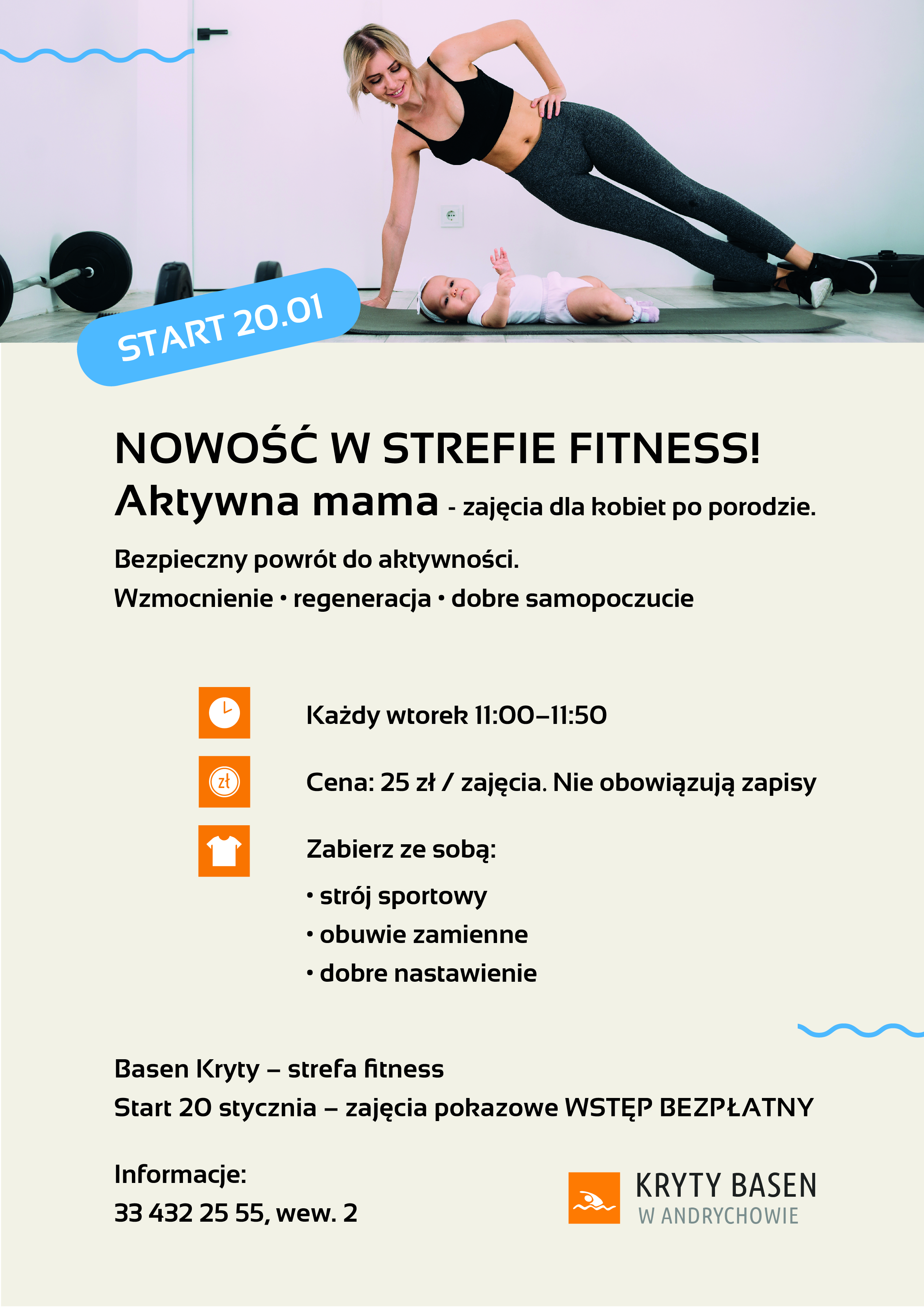 MOSKiT plakat aktywna mama informacje o&nbsp;zajęciach
