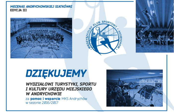 Podziękowania dla Wydziału Turystyki, Sportu i Kultury w Andrychowie