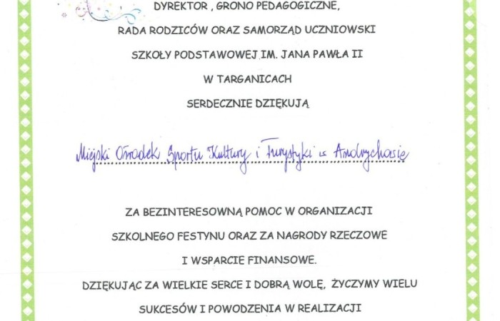 Podziękowanie dla MOSKiT 2024