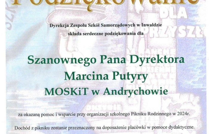 Podziękowanie dla MOSKiT 2024