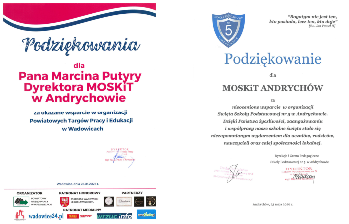 Podziękowania dla MOSKiT