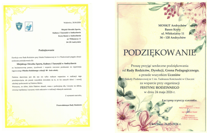 Podziękowania dla MOSKiT